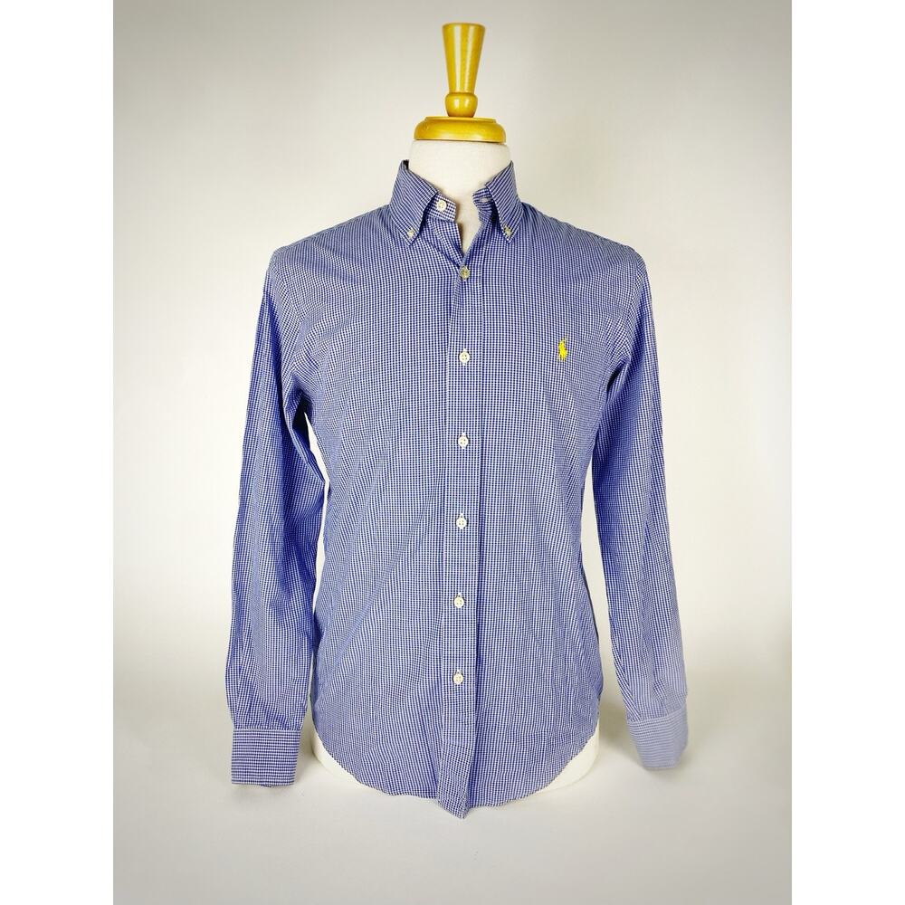 Ralph Lauren Blue & White Checkered Button Down Shirt Long Sleeve Men’s Size S